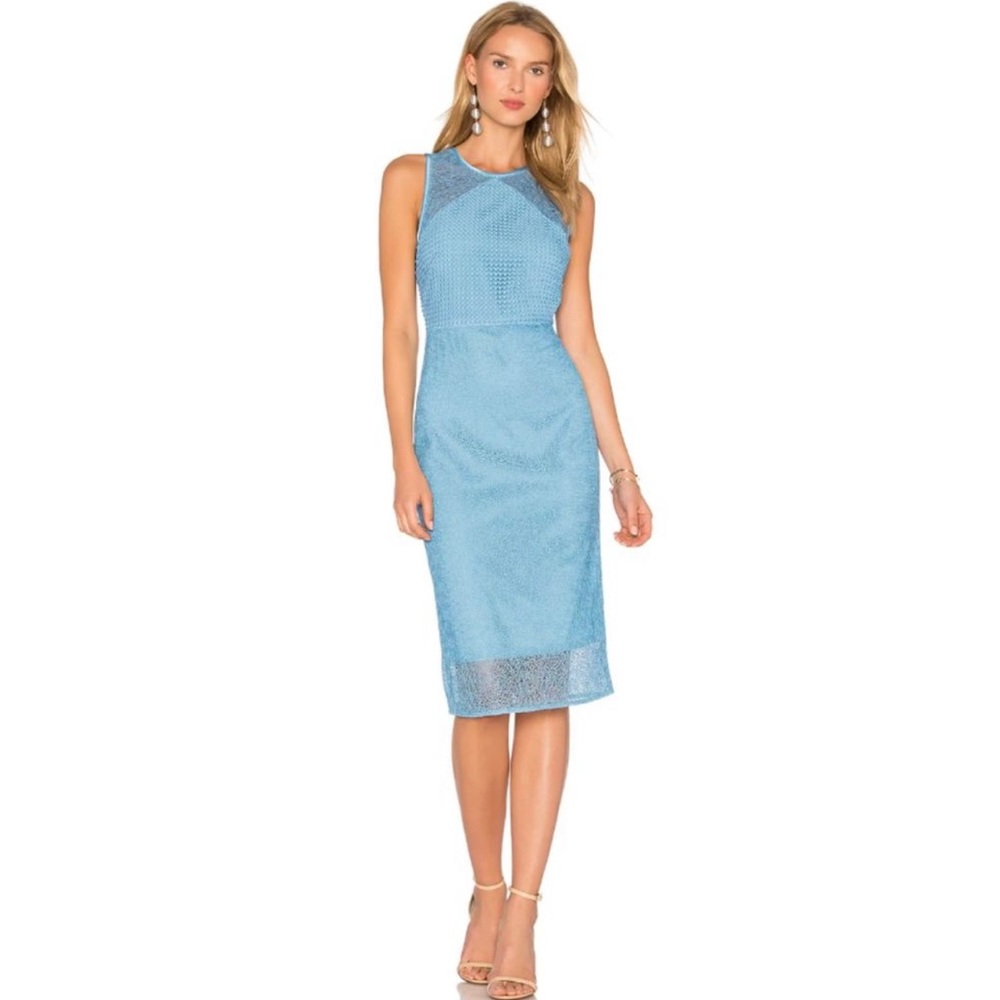 Diane Von Furstenberg | NWT Sleeveless Tailored Dress Twig Lace True Blue Sz 10